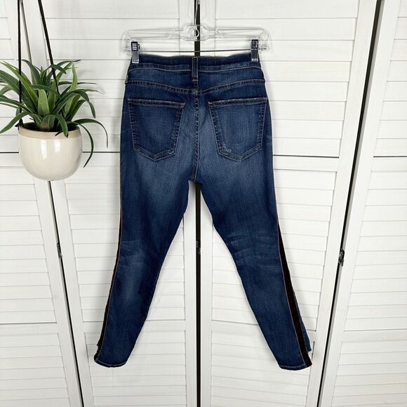 Current Elliott Abthro 27 Stiletto Mid Townie Skinny Jean Step Hem Velvet Stripe - Picture 6 of 10